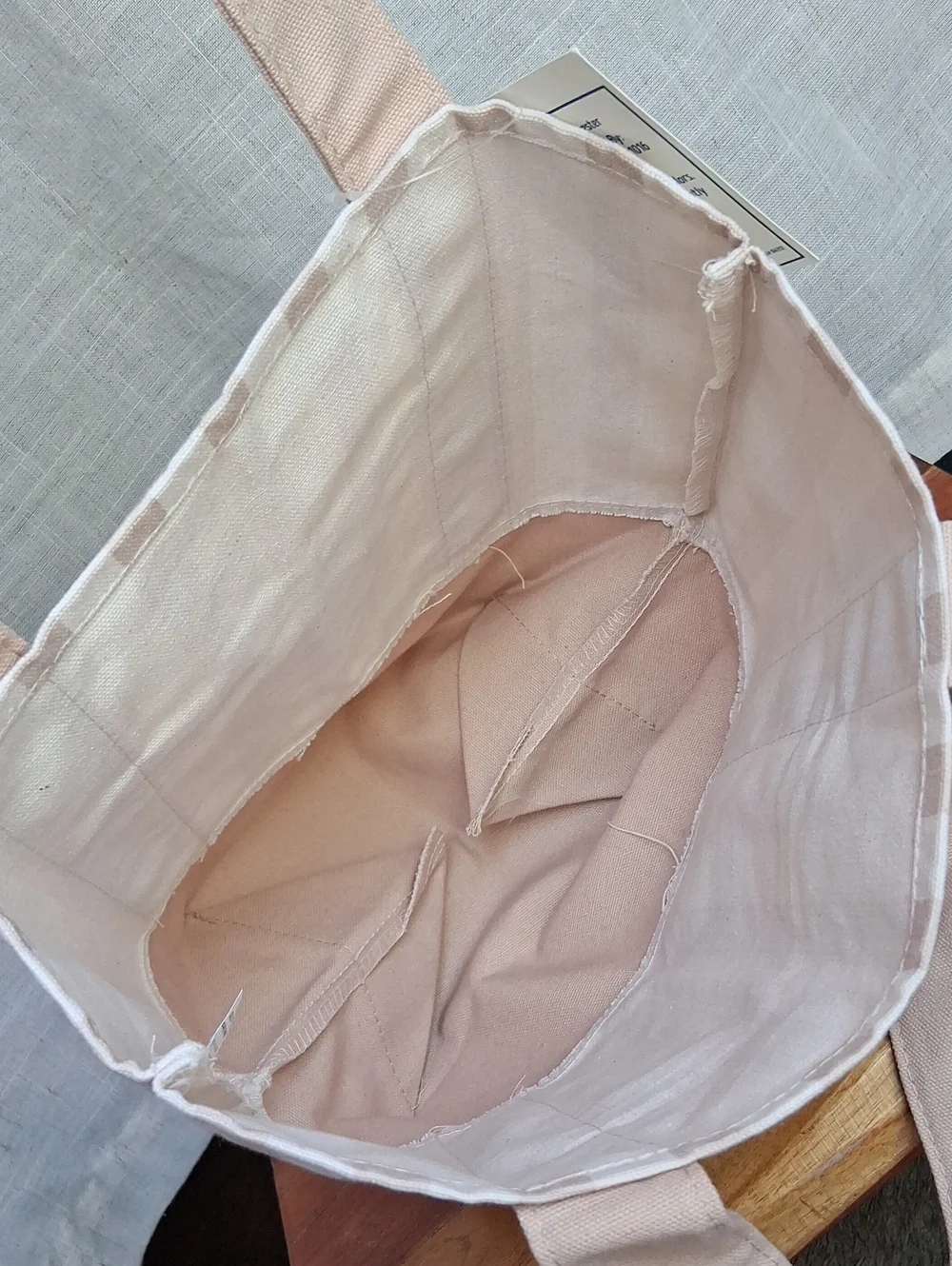 Trader Joe's Striped Mini Canvas Tote Bag Tan